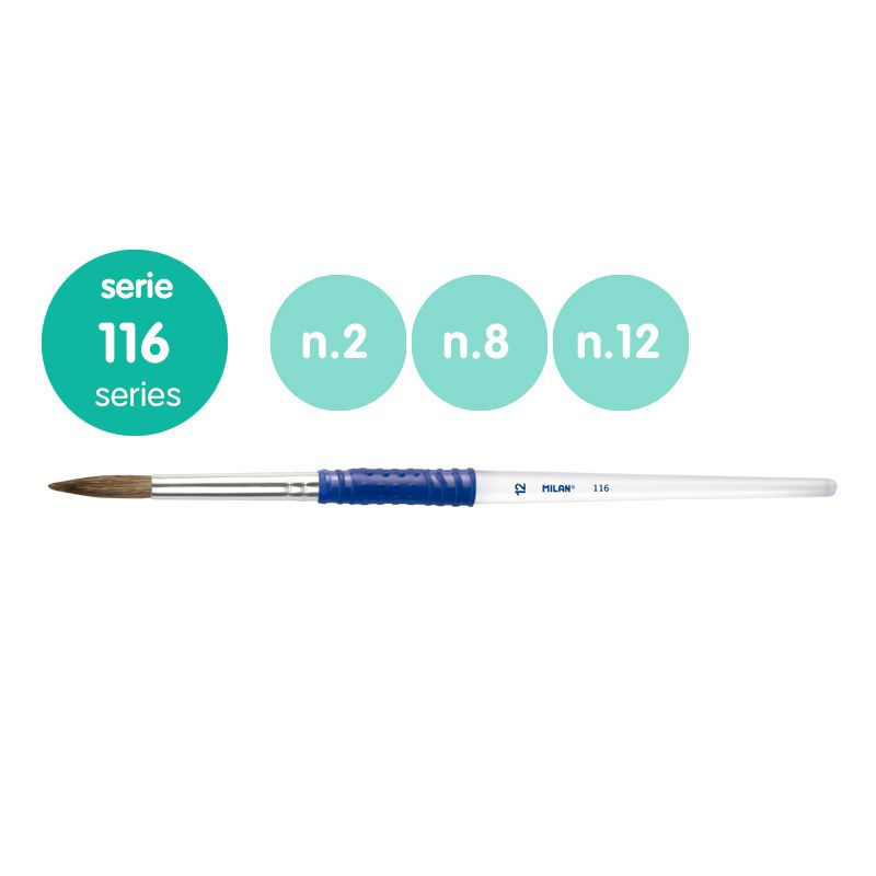 Miniature : Blister 3 pinceaux ronds manche plastique ergo, série 116 nº2, 8, 12