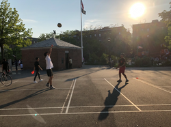 Mentor and Mentee Playing Volleyball