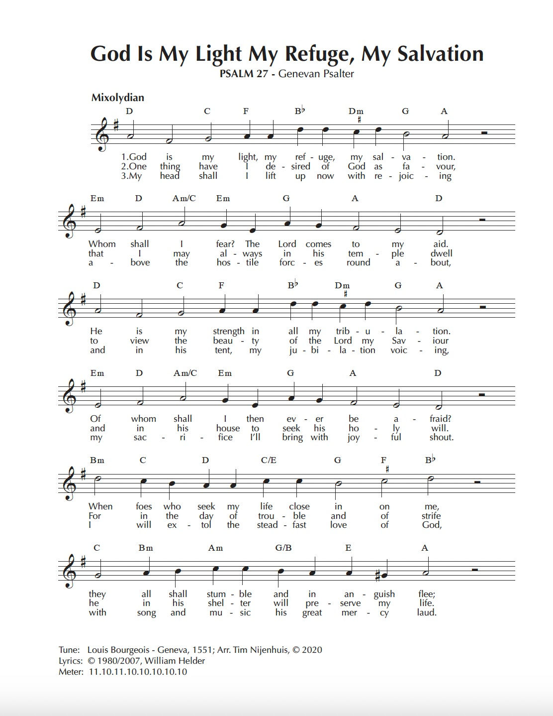 027 - Psalm 27 Geneva (modal) Lead Sheet