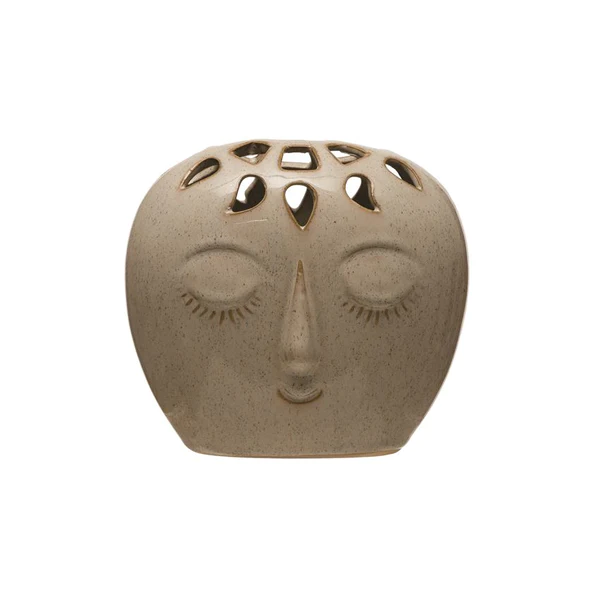 Stoneware vase with face