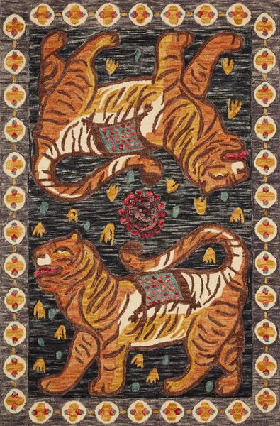 tigress charcoal tangerine rug