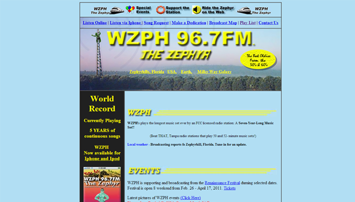Example of dated web design