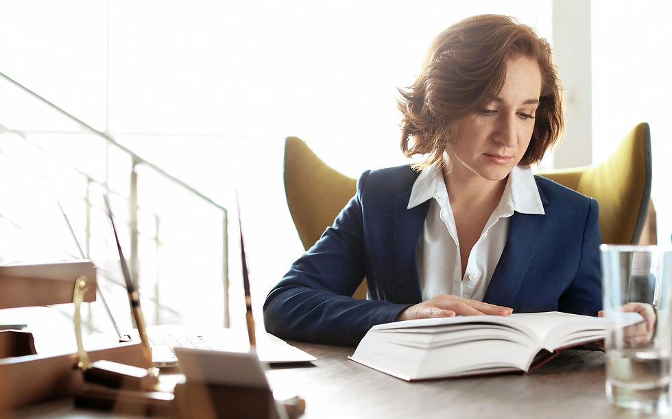 female lawyer doing research