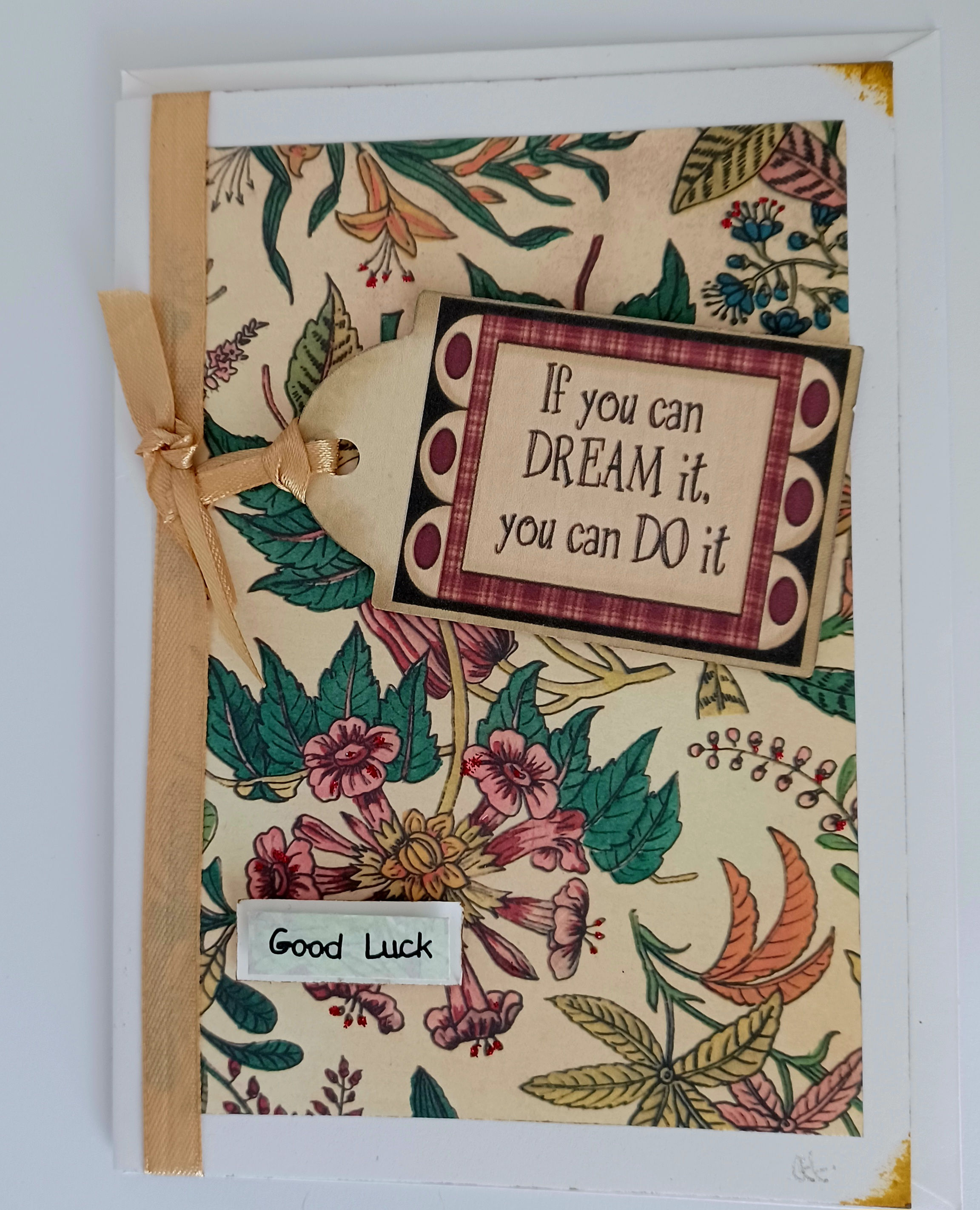 Handcrafted Good Luck Card size 7" x 5"