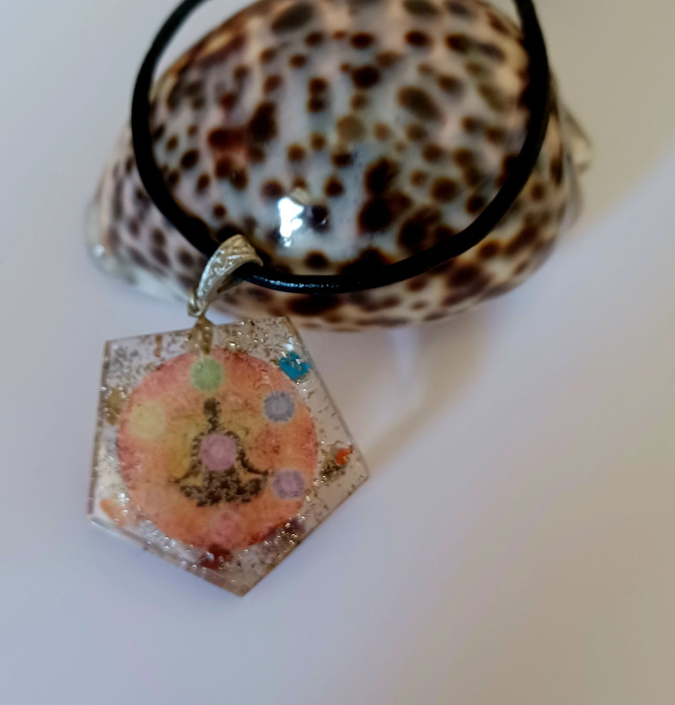 Thumbnail: Unisex Orgonite Pendant Necklace on 22" (56 cm) leather cord