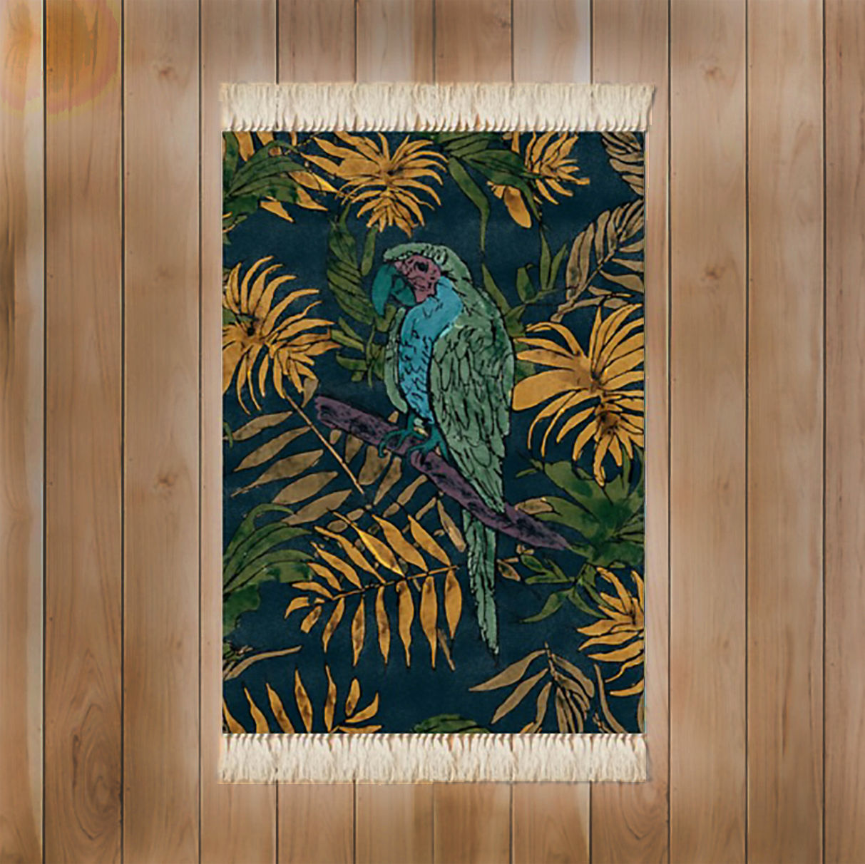 Tropic Parrot Darkness Luxury Rug 90 x 63cm