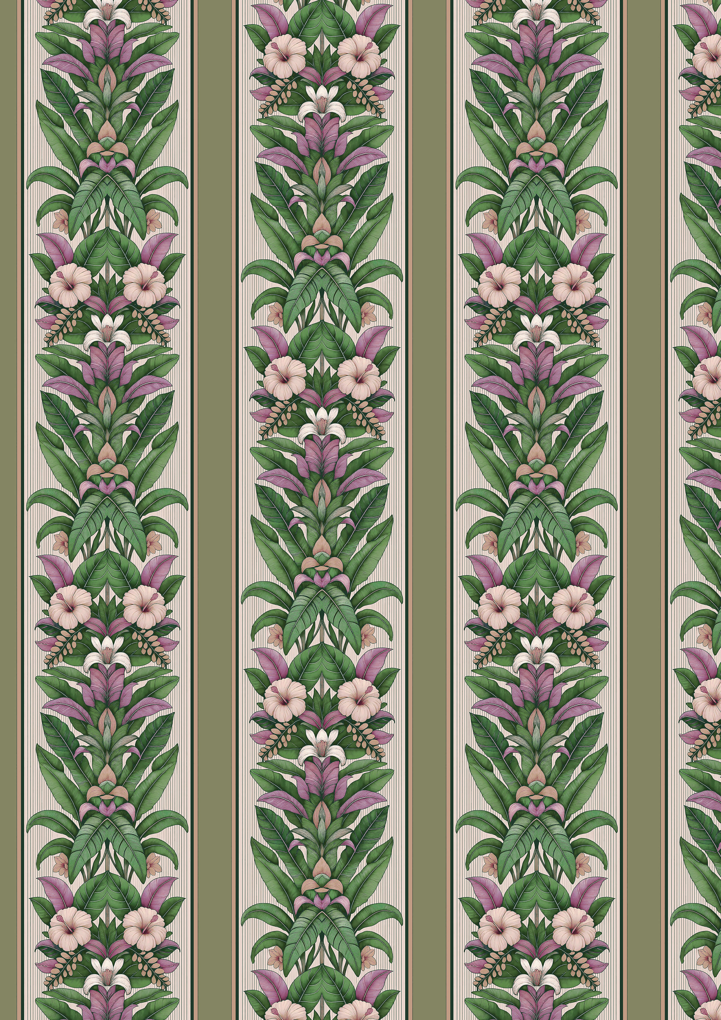 Hibiscus Parade - Blushed Green wallpaper SAMPLE