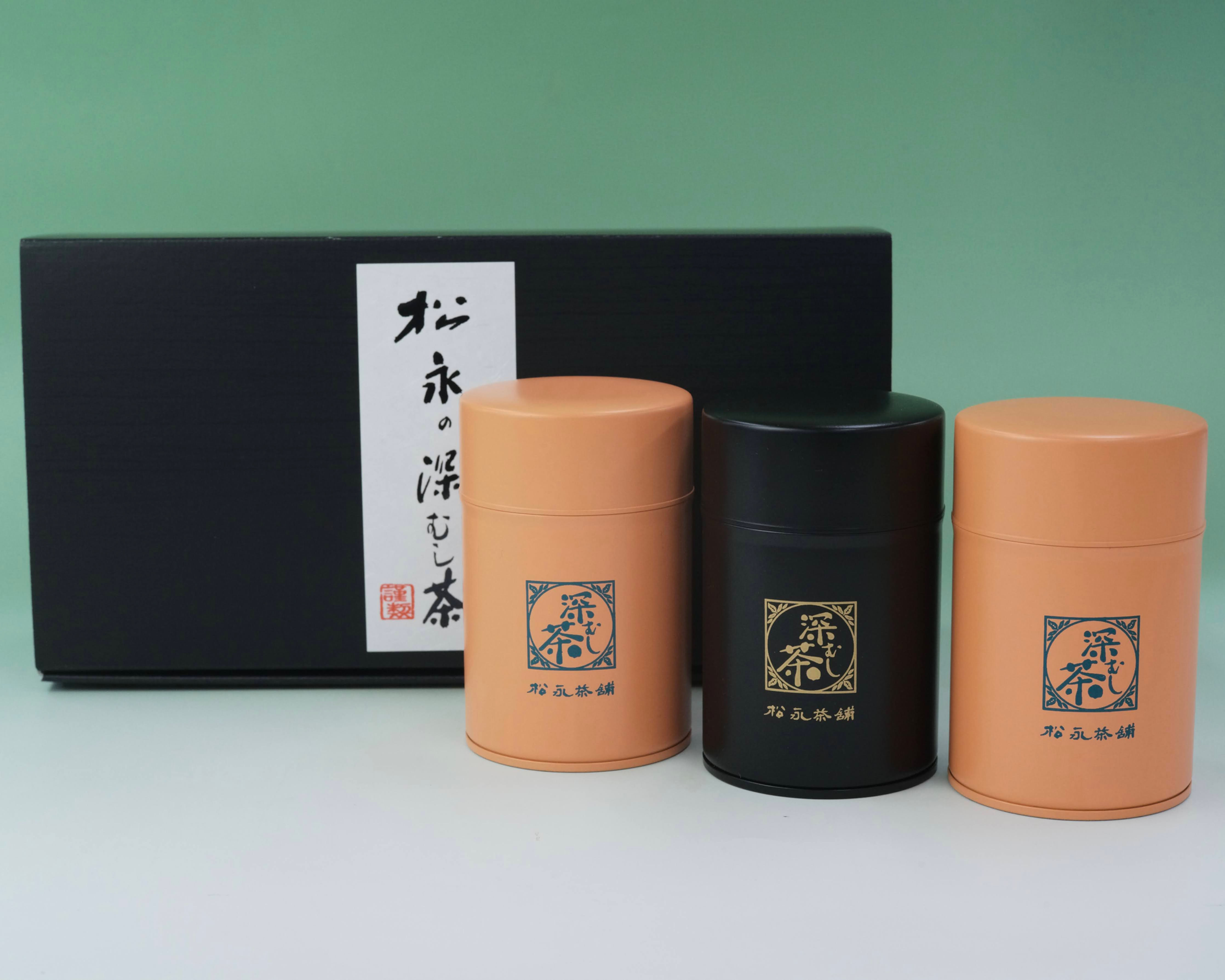 100g缶3本セット　山翠黒缶･つゆの里黒缶･桂花朱缶(1199)