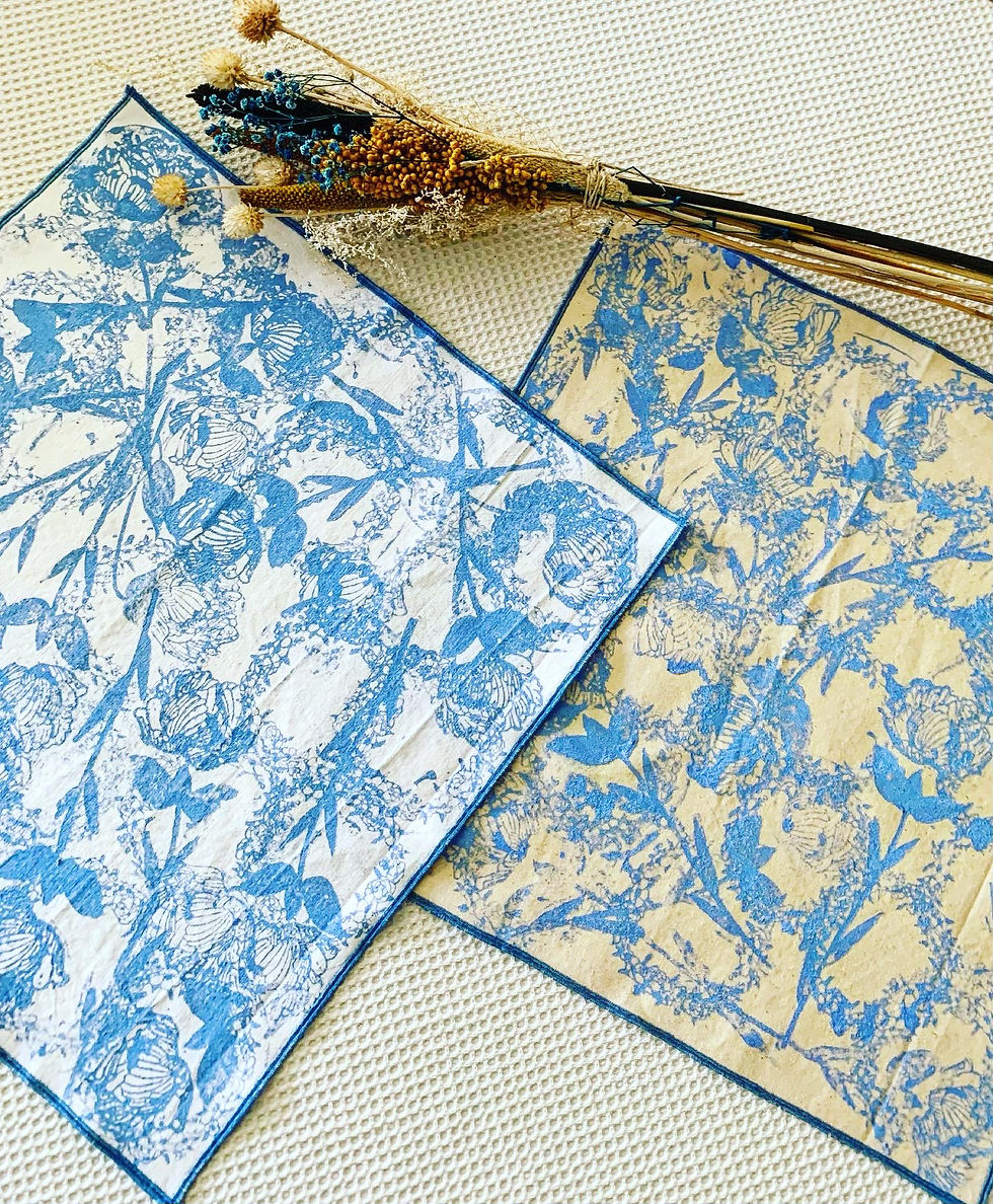 Miniature : SERVIETTES FLEURES BLEUES 