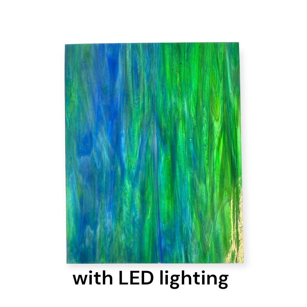 Thumbnail: 8x10 in Stained Glass: Green & Blue Wispy Opal