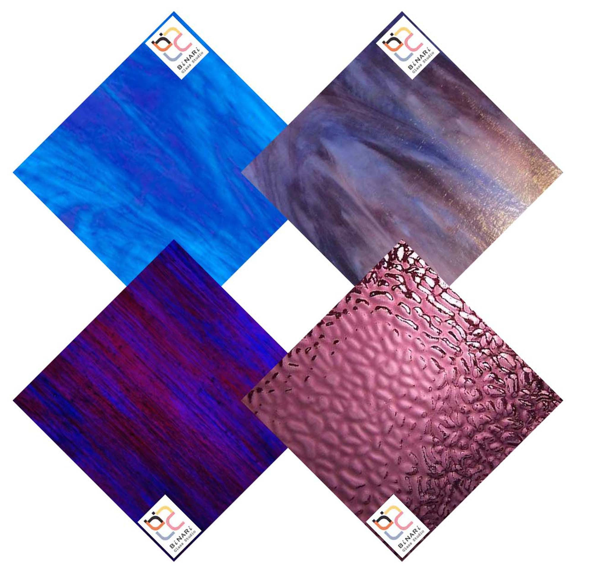 4 Sheet Blue Purple Variety Stained Glass