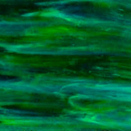 Thumbnail: 8x10 in Stained Glass: Medium Green w/Streaks of Dark Blue & White Opal