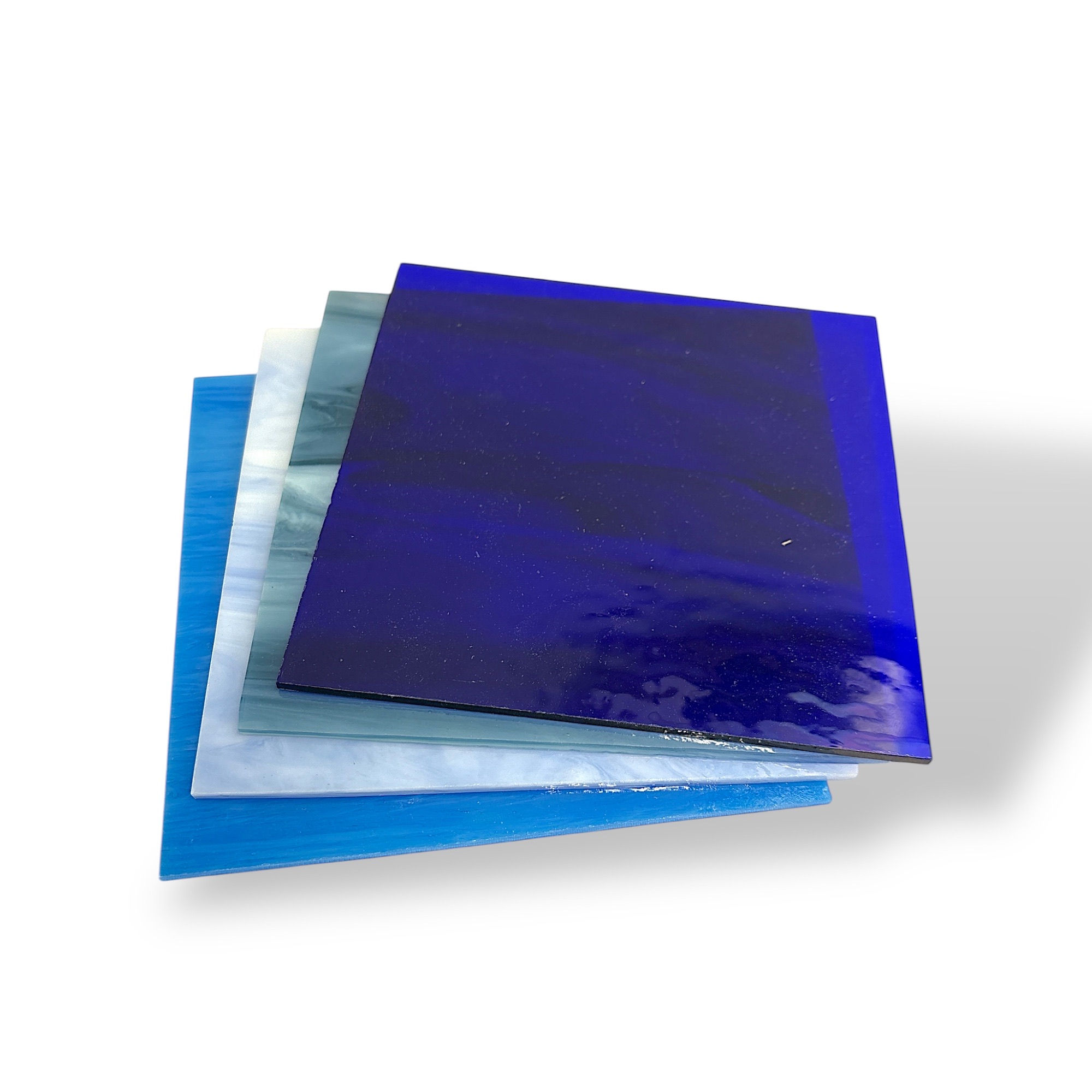 [4 Pack] Slate & Sapphire COE 96 Fusible Glass Sheets