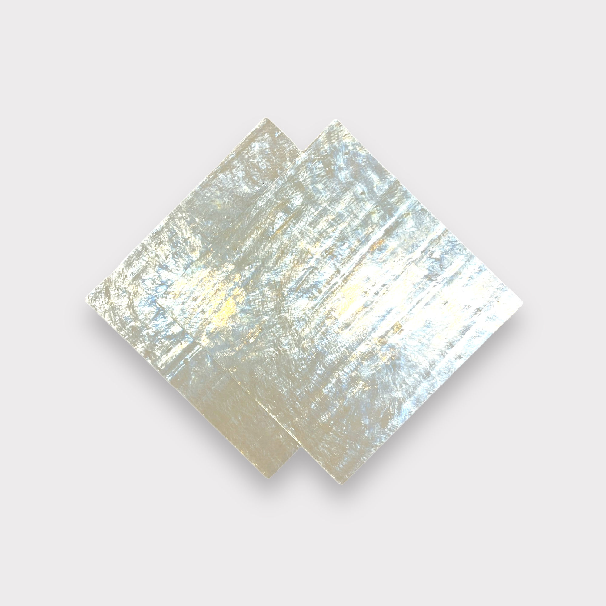 2 Pack Crystal White Prisma COE 96 Fusible Glass Sheets / Mosaic Squares