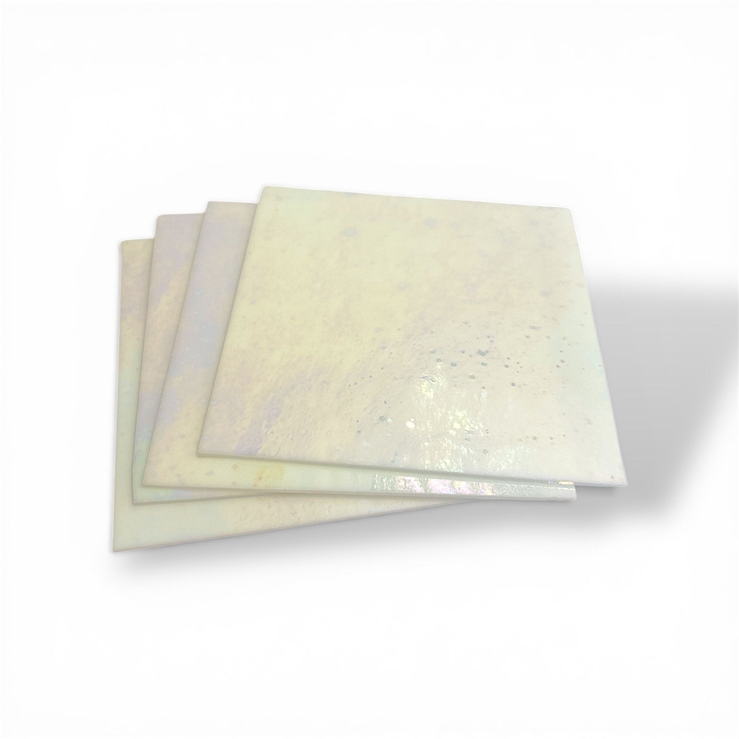 [4 Pack] White Luminescent COE 96 Fusible Glass Sheets