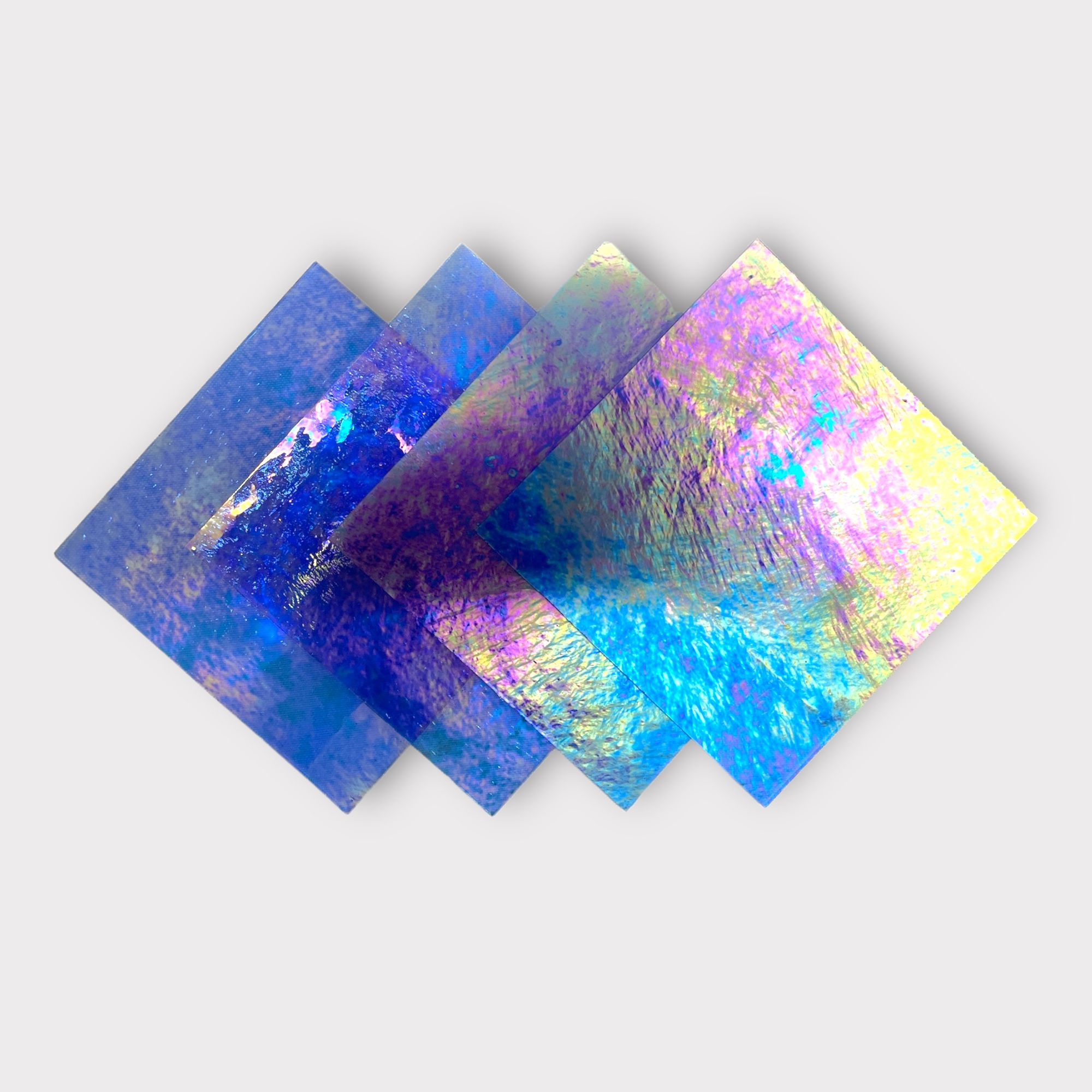 4 Pack Cornflower Blue Transparent Luminescent COE 96 Fusible Glass Shee