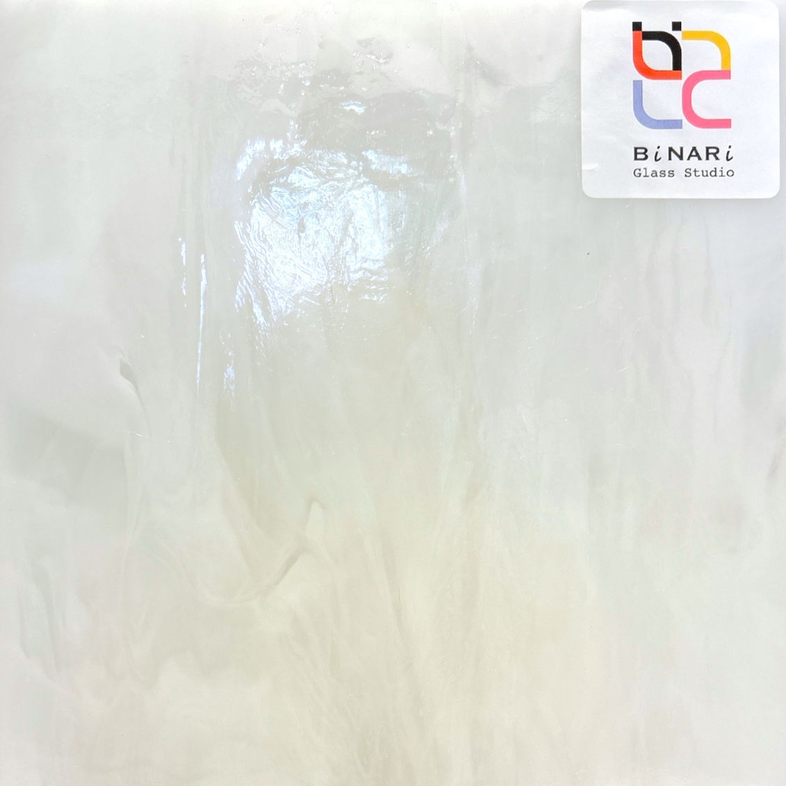 8x10 in Stained Glass: White Opal Swirled with Crystal