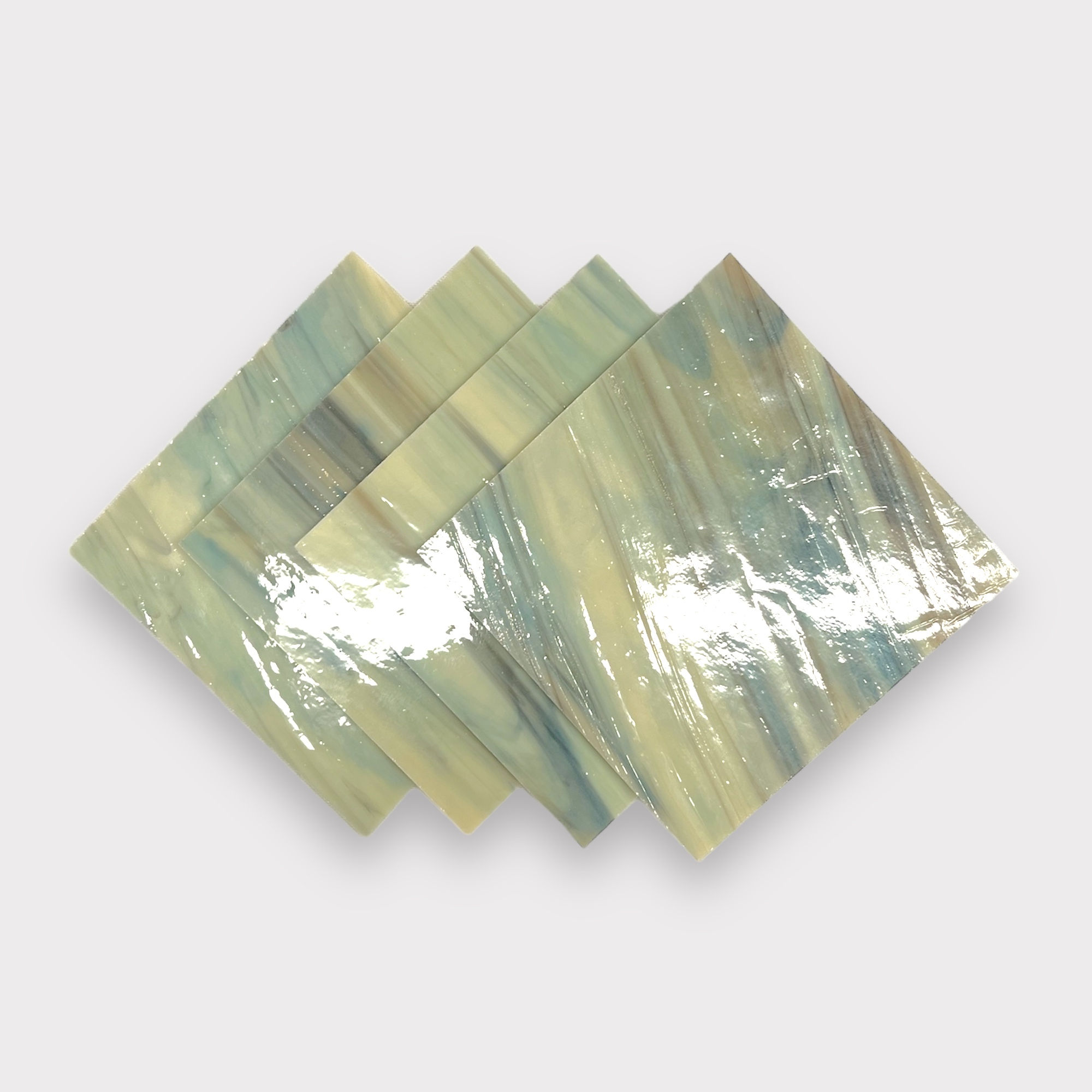 4 Pack Black Oyster Pearl Prisma COE 96 Fusible Glass Sheets Mosaic Squa