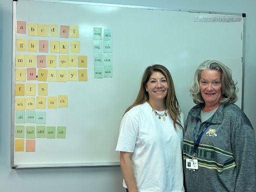 Two teachers at Noble Academy recognized for completing training in the Wilson Reading System - one as a credentialed trainer and one going through the Level 1 practicum.