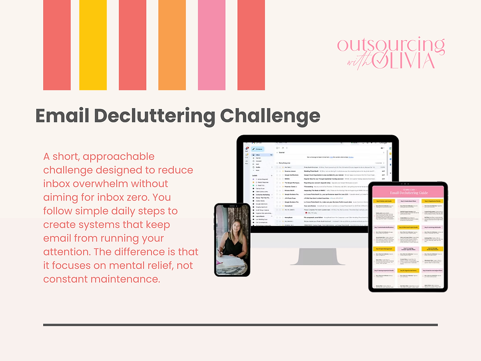 The Email Decluttering Challenge is a simple, doable way to reduce daily mental noise. Instead of trying to reach inbox zero, it helps you create a system that keeps email from running your attention.