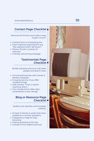 Core website Page Checklist Continued