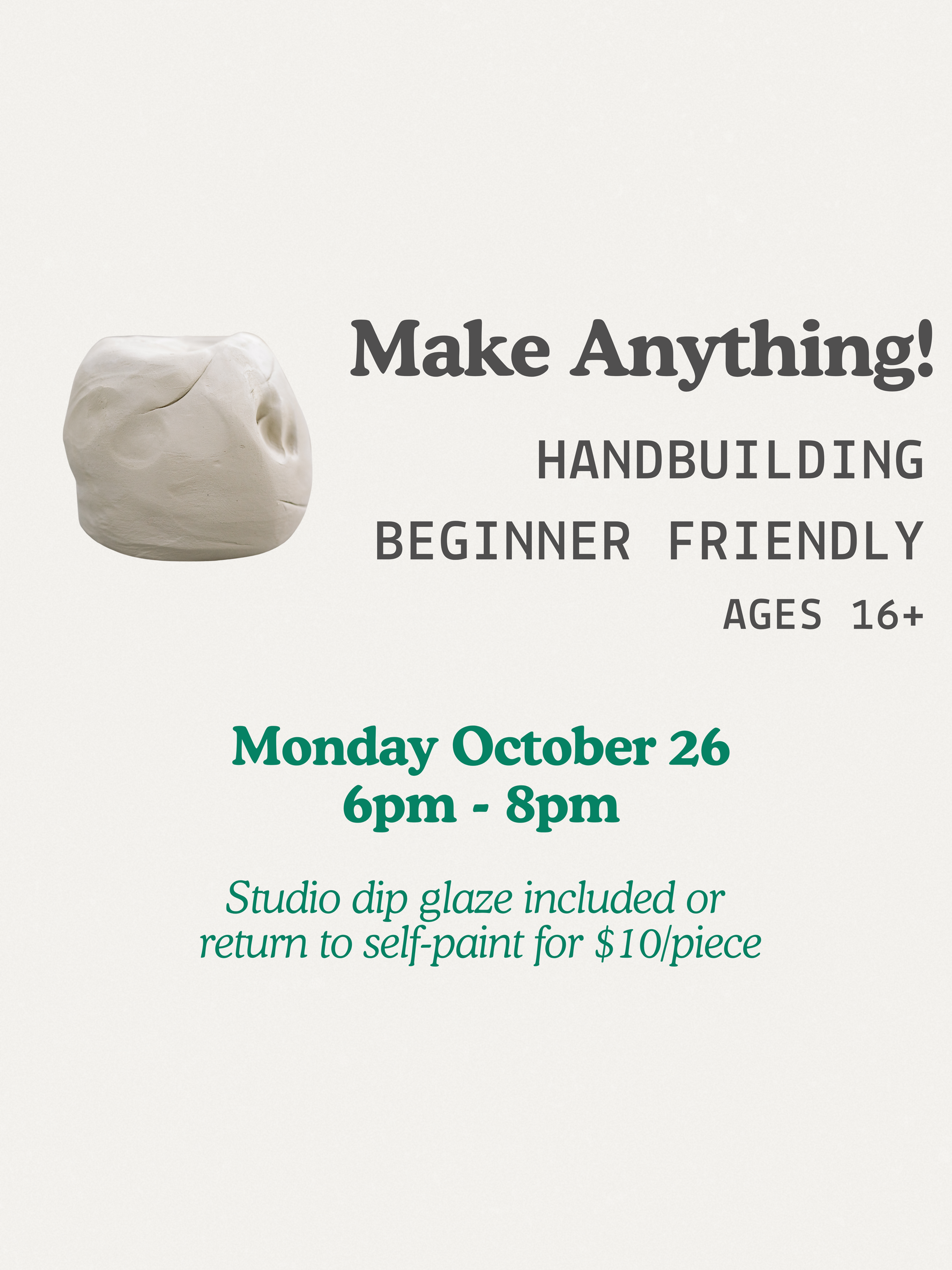 Monday October 26 6pm - 8pm