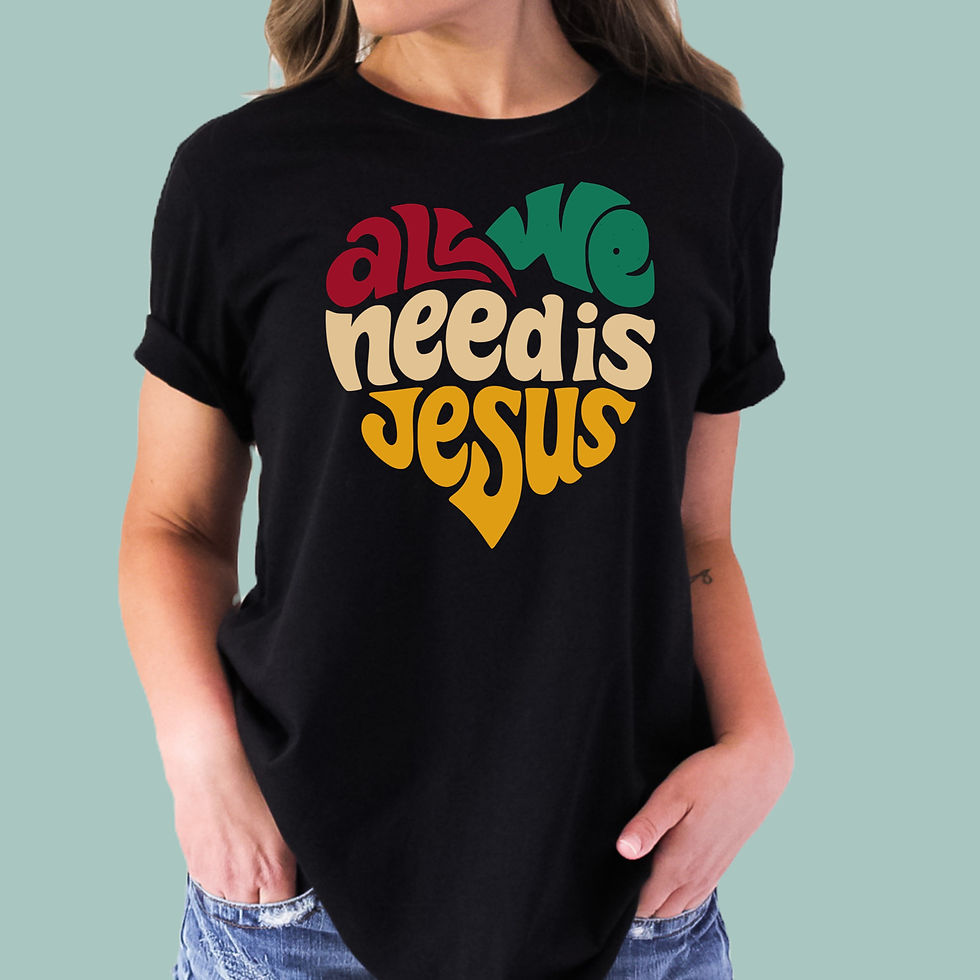 Christian Short Sleeves Cotton T Shirt - Printed All We Need Is Jesus Tee Shirt