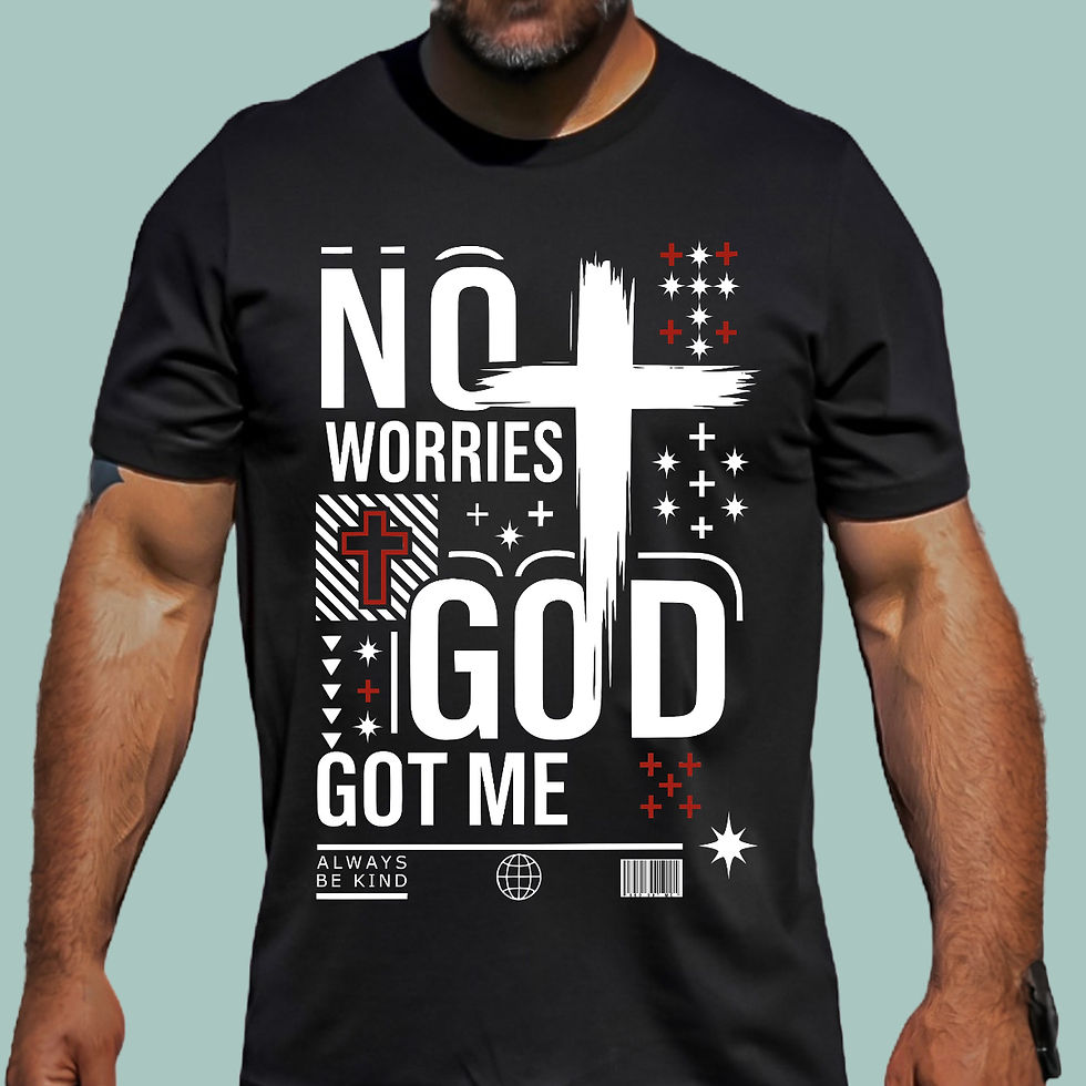 Christian Short Sleeves T Shirt - Printed Cotton Tee Shirt No Worries God Got Me