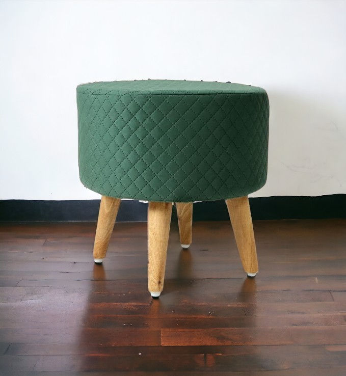 Thumbnail: Classic Round Ottoman Stool (Wooden Legs)