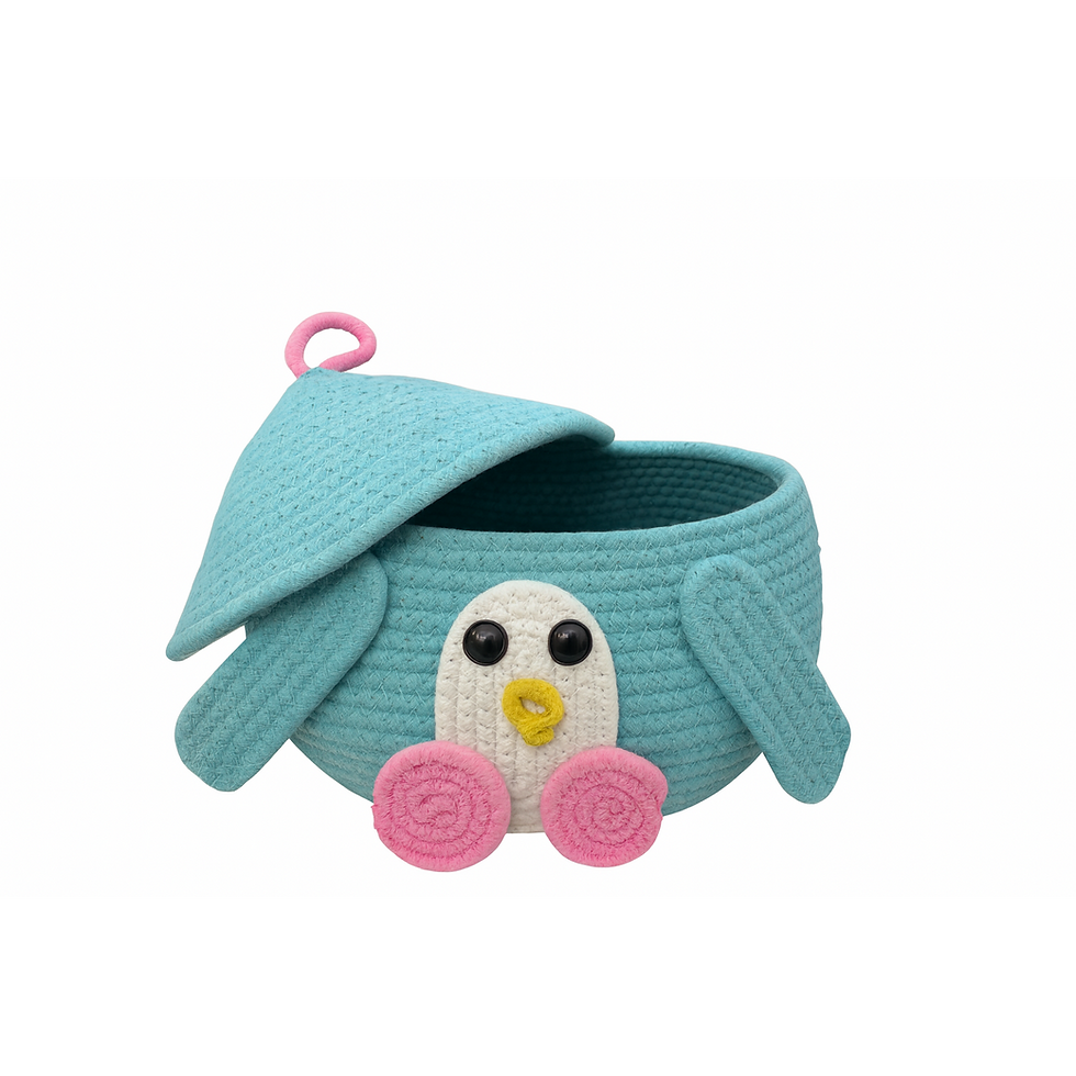 Thumbnail: Furnishing Kart Penguin Pals Kids Storage Basket – Cotton Rope Toy Organizer