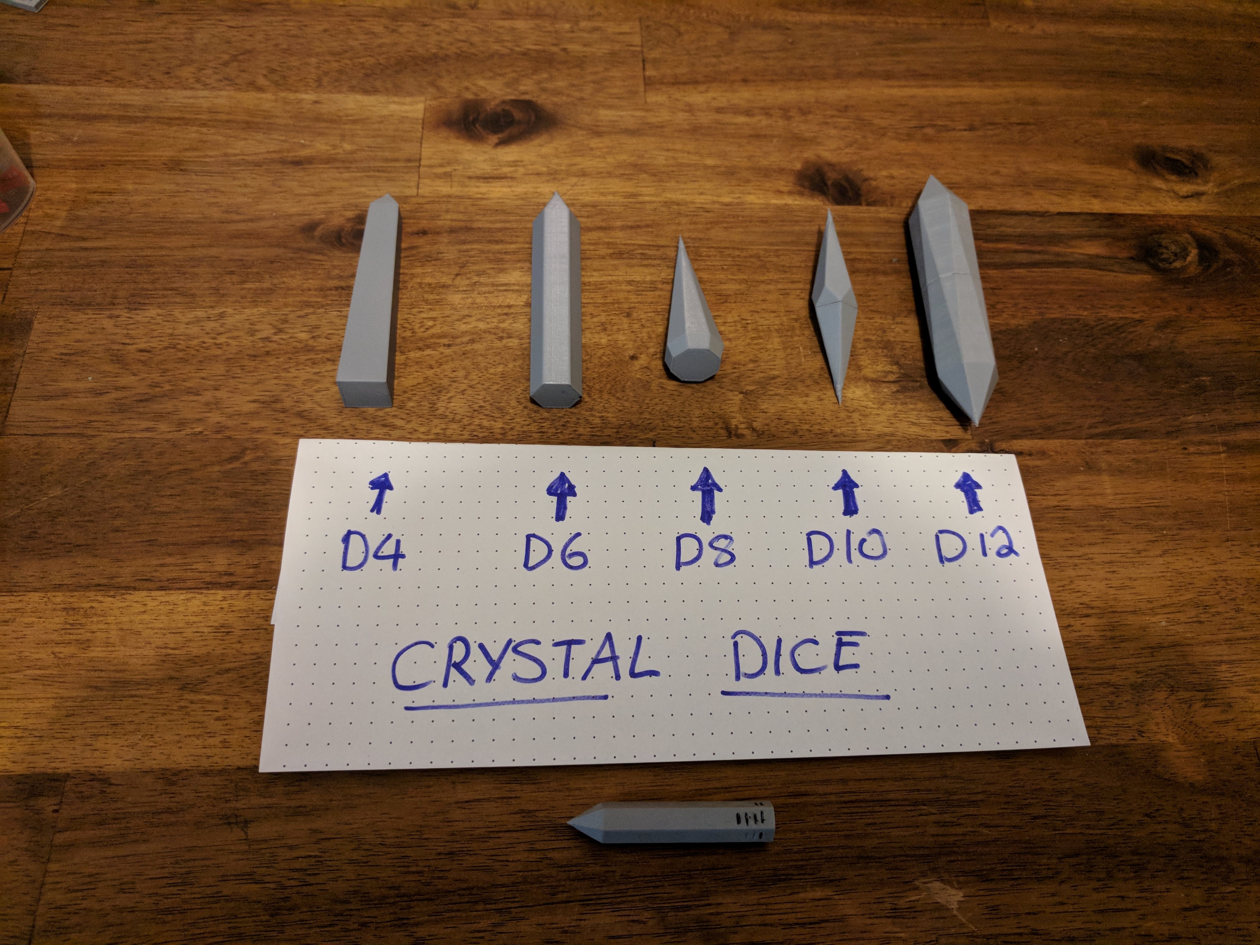 Crystal shaped dungeons and dragons dice