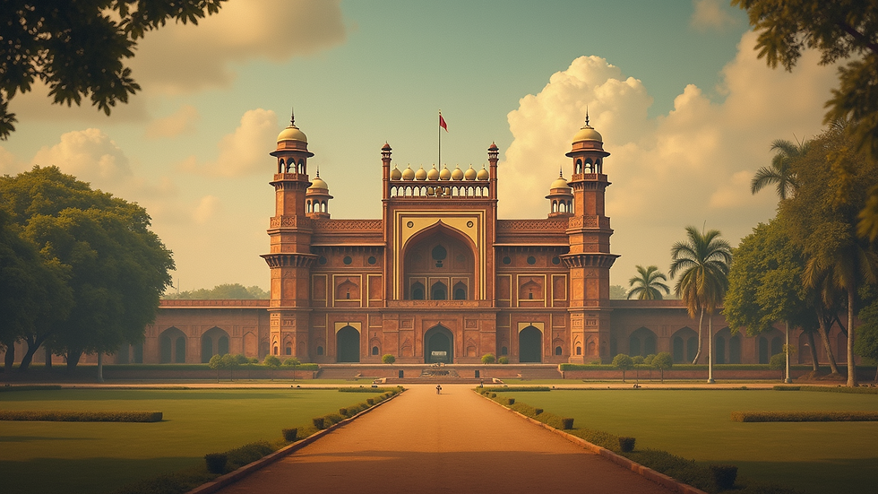 Close-up view of a historical poster depicting the Lucknow Residency