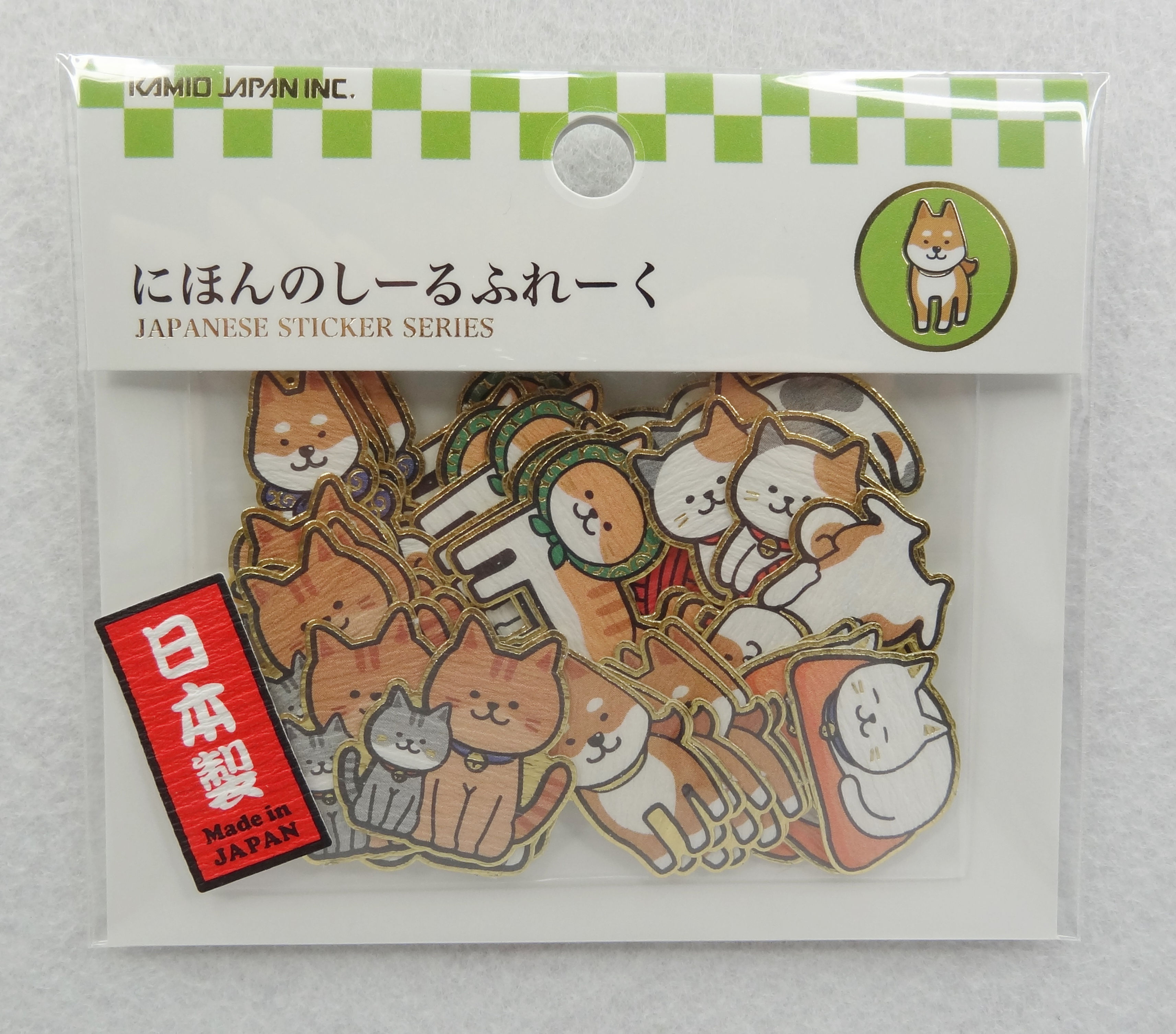 D01689 柴犬+貓貓立體貼紙