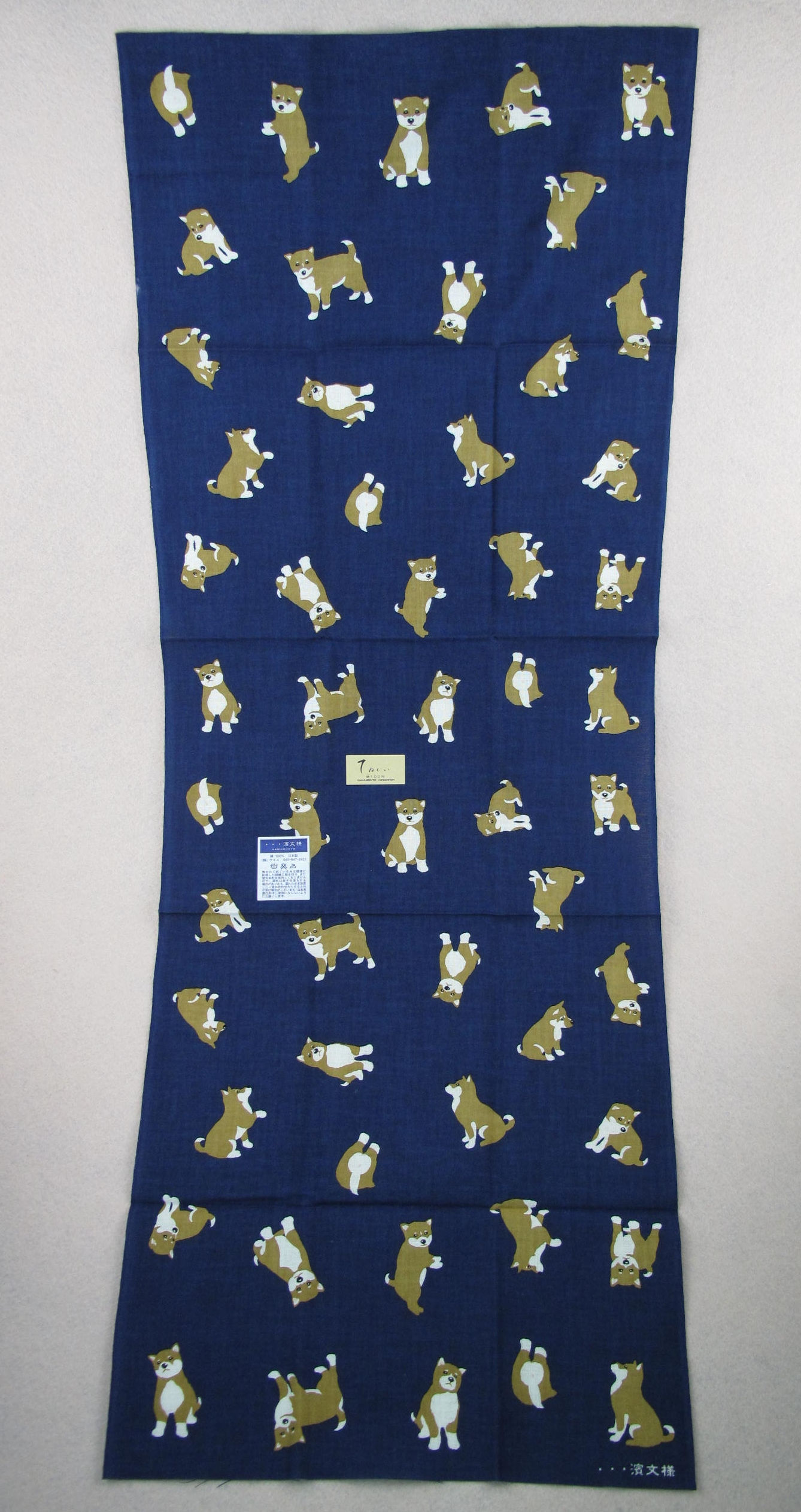 D01458_1 濱文樣捺染 - 豆柴大好き　紺