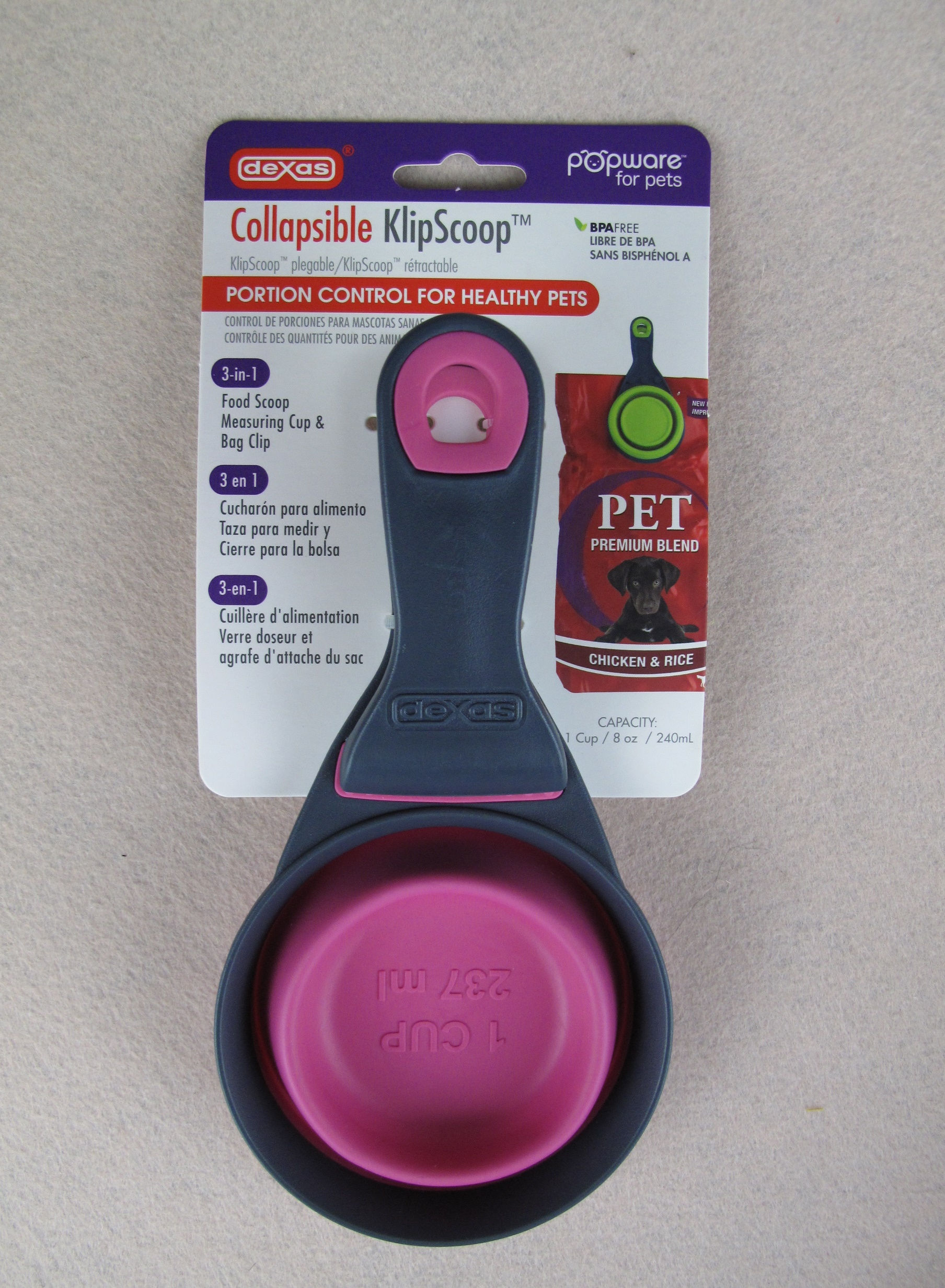 D01035 Dexas Collapsible Klipscoop - 1 cup(Pink)