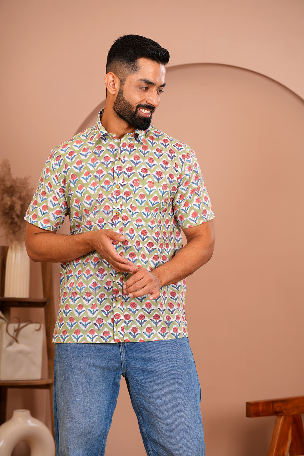 Green Nomad Cotton Printed Shirt