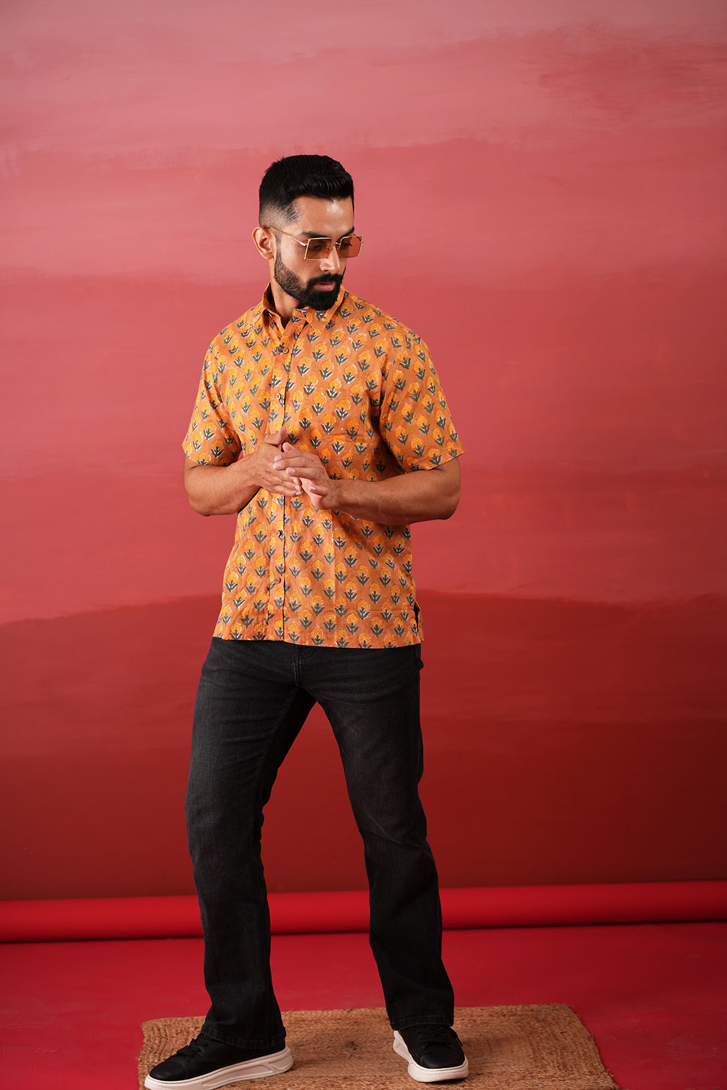 Rust Nomad Cotton Printed Shirt