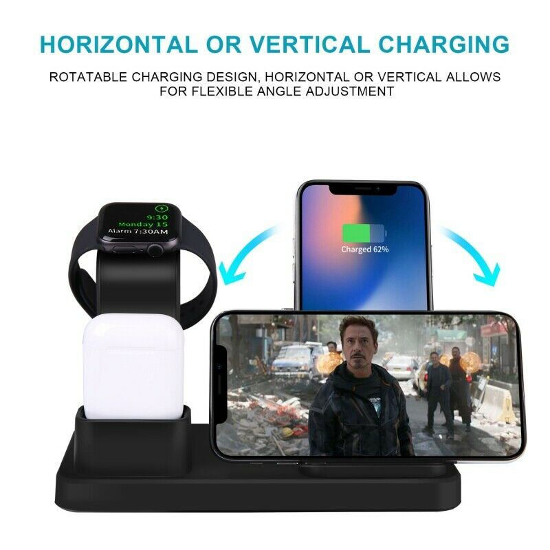Thumbnail: Free shipping 3-in-1 Fast Wireless Chargers Charging Pad for Mobile Phone/iWatch