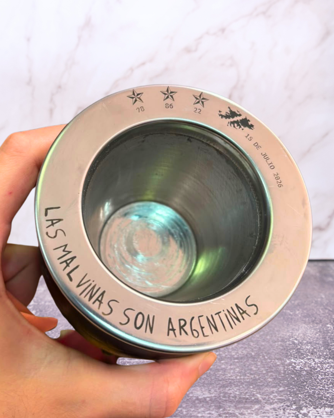 Imperial interior acero con grabado malvinas argentinas