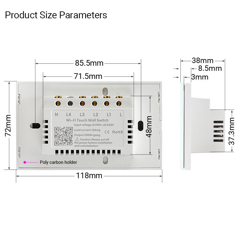 Thumbnail: WIFI Wall Touch Switch Remote Gang Wireless Led Light Smart Touch Screen Switch