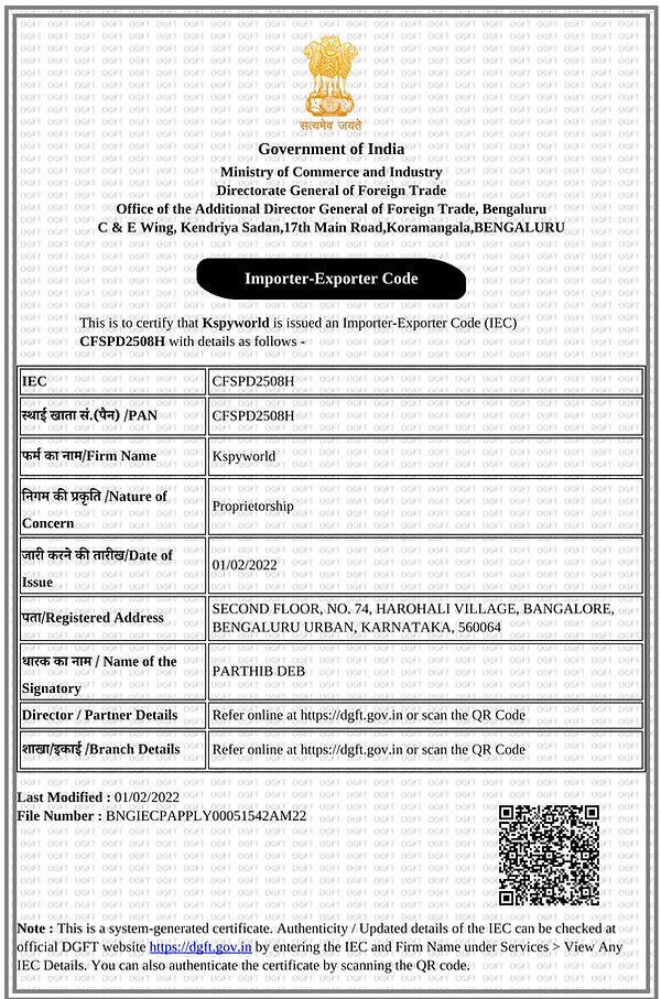 certificate Of IEC For Kspyworld