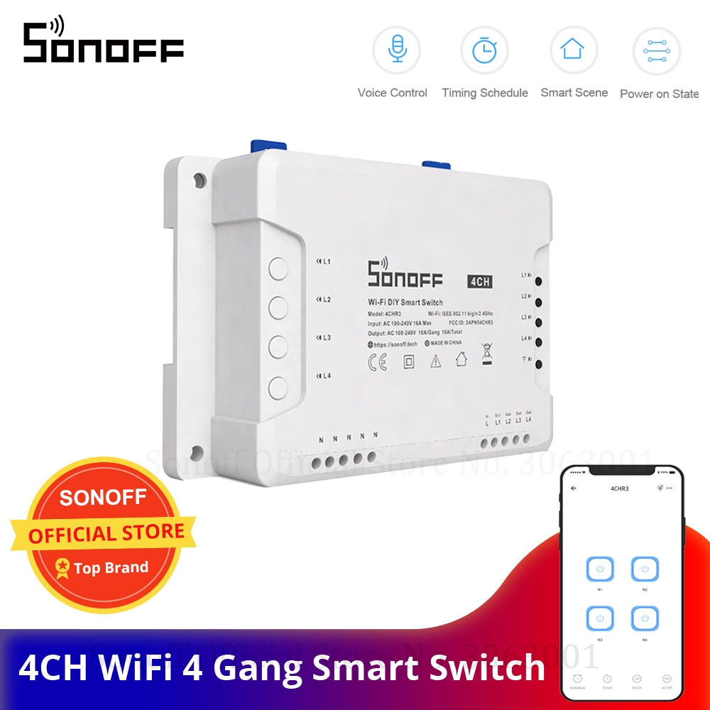 Soloff 4CH WIFI Smart Switch  Interrupter 4 Channel Din Rail Mounting