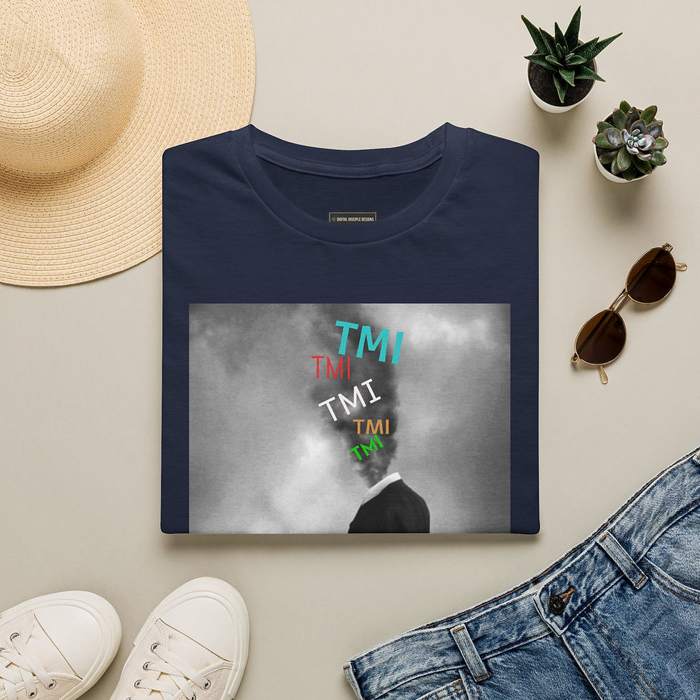 Thumbnail:  Surreal 'TMI' Head-Blown Graphic Tee "Too Much Information" Funny Tee