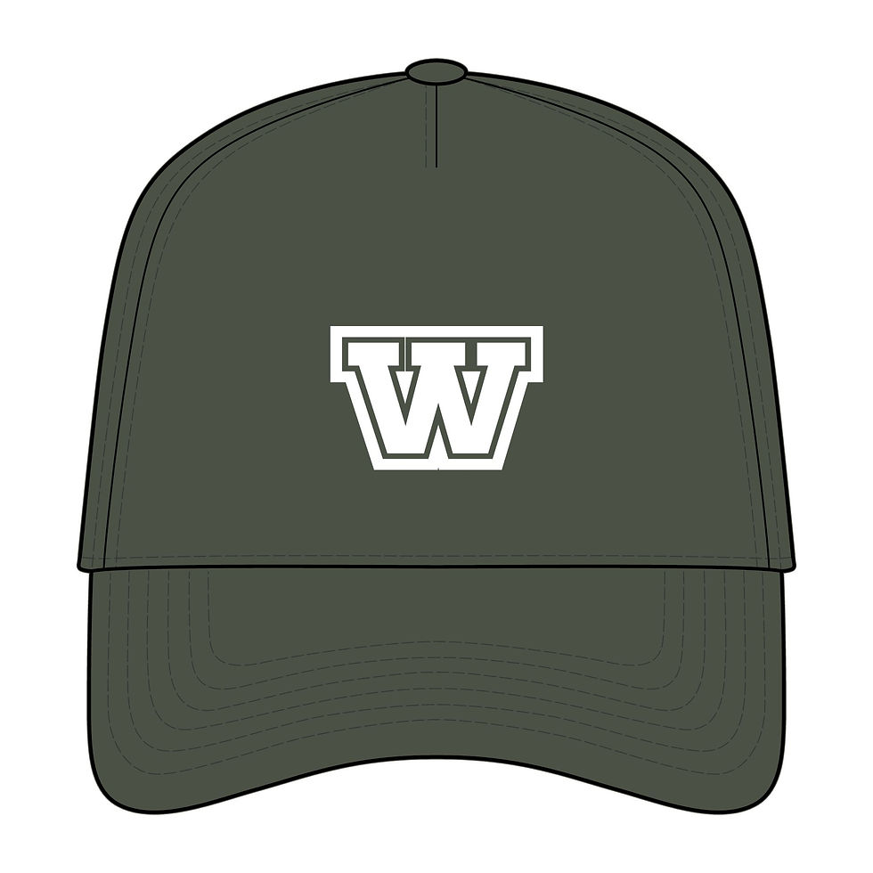 Miniaturebillede: Embroidered 'W' Five-Panel Twill Cap – Classic College Letterman Hat