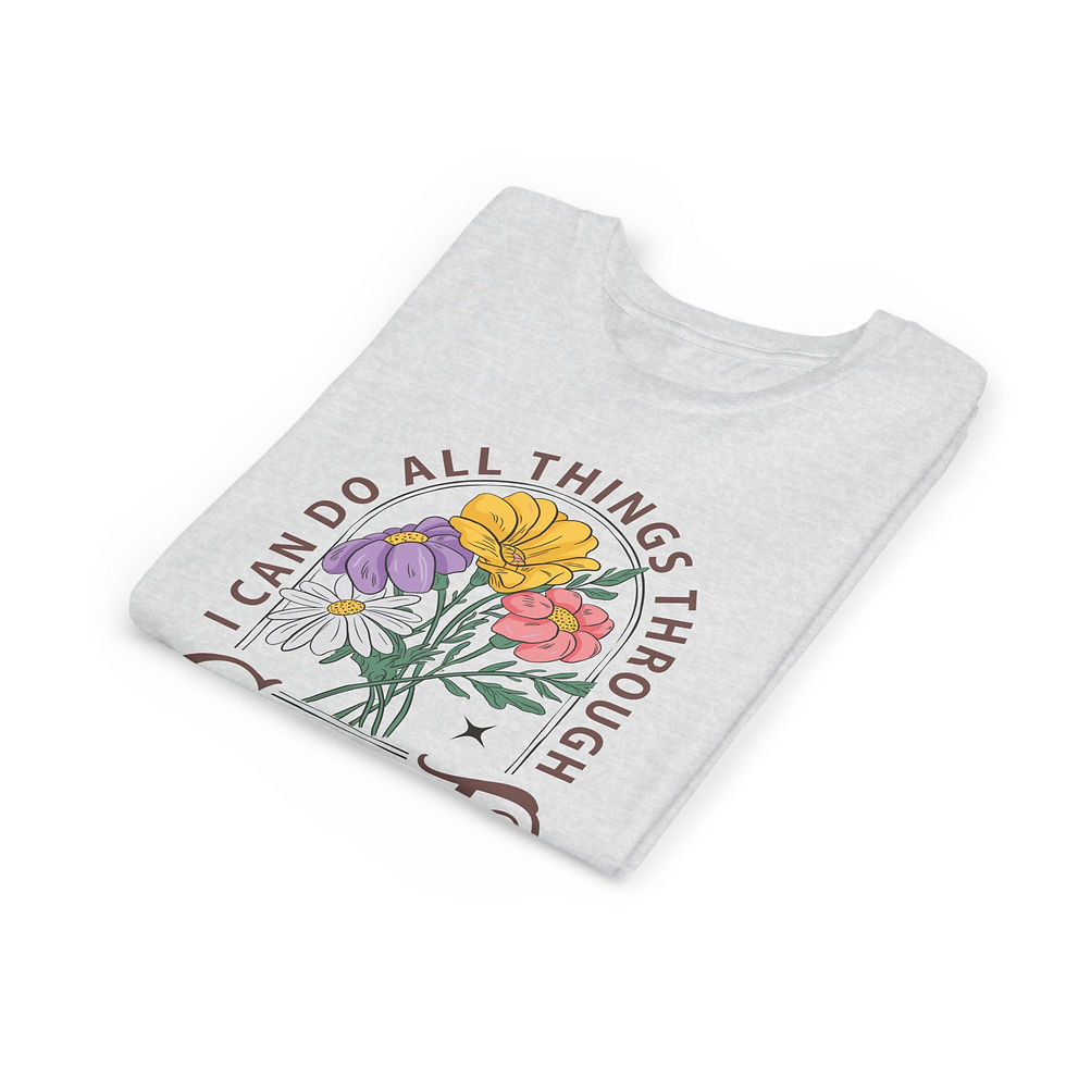 Thumbnail: Youth Tee — "I Can Do All Things Through Christ" Floral Christian Shirt