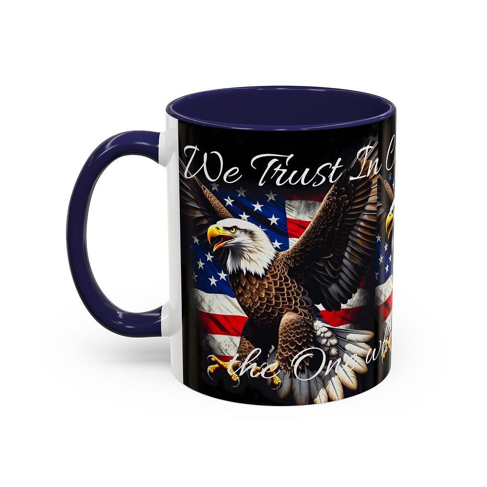 Miniaturebillede: Patriotic Eagle Coffee Mug – "In Christ Our Saviour Who Never Fails"