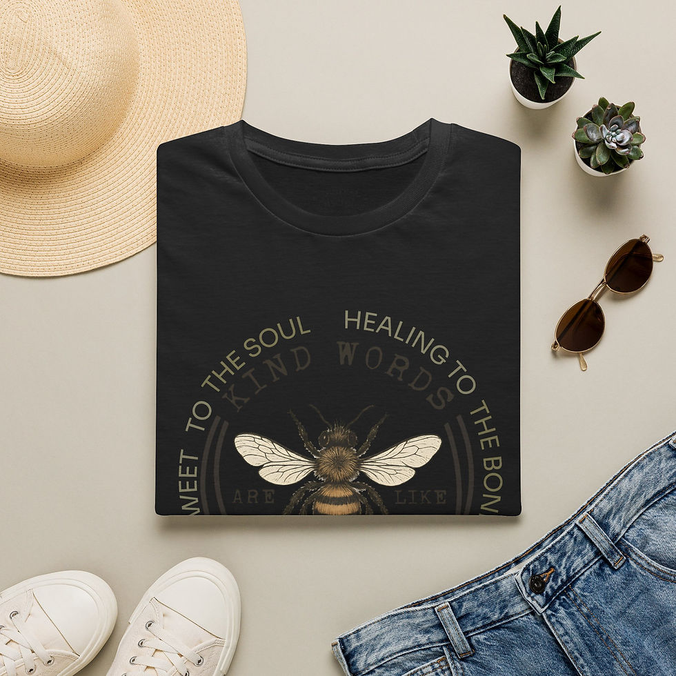 Miniatura: Bee Graphic T-Shirt — "Kind Words Are Like Honey" Inspirational Nature Tee