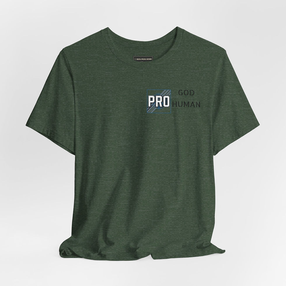 Miniature : Pro Human 'God Human' Graphic Tee — Minimal Faith-Inspired Chest Logo