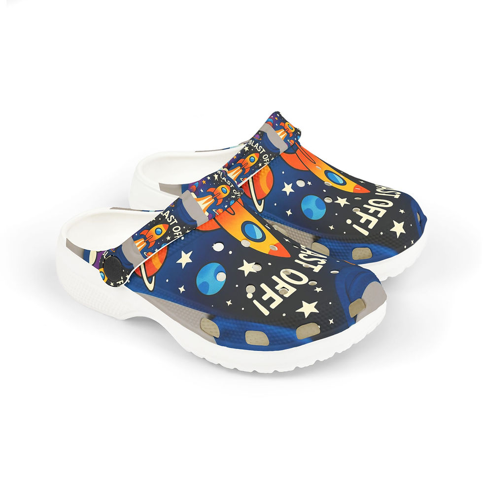Pikkukuva: Kids' Rocket 'Blast Off!' EVA Foam Clogs — Space Theme Slip-On Shoes