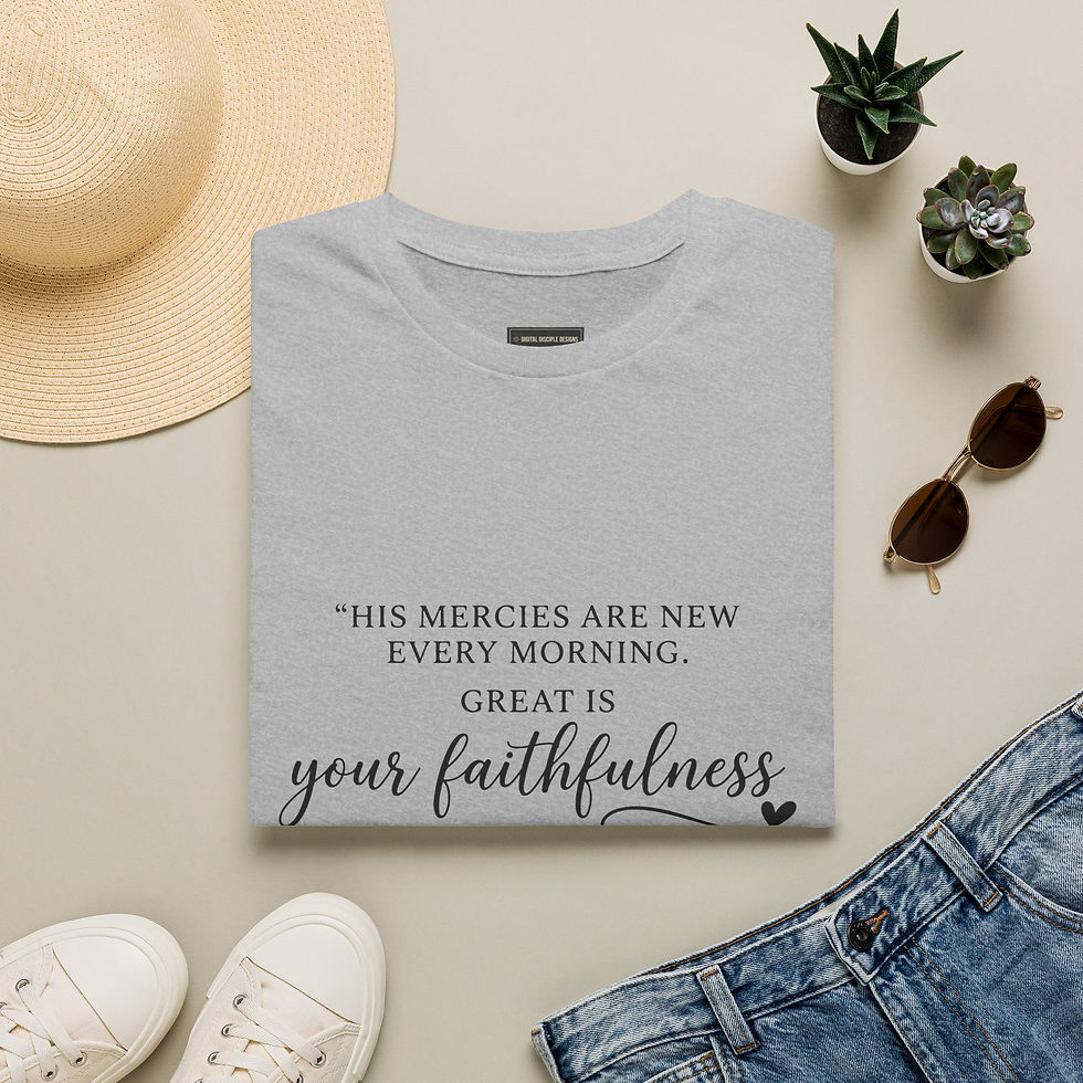 Miniaturebillede: Faithful Morning T-Shirt — “His Mercies Are New Every Morning” Scripture Tee